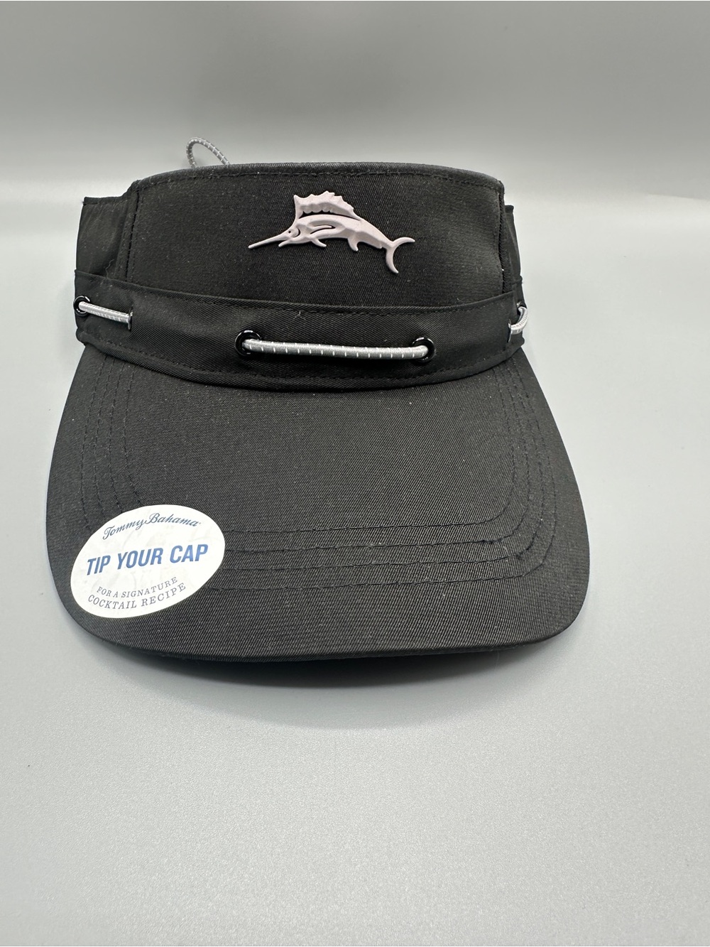 Tommy Bahama Visor Adjustable Sun Hat Cap Fishing Golf Tennis One Size Black